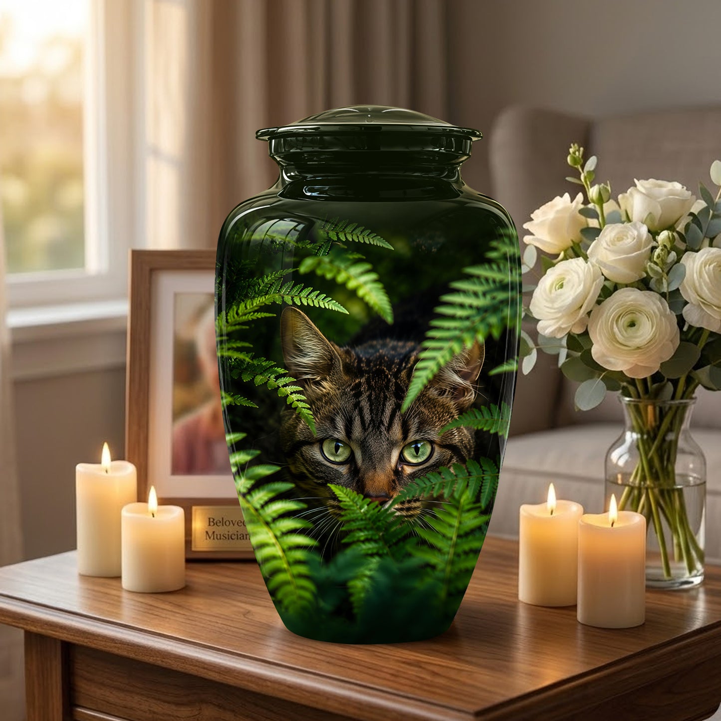 Cat Cremation Urns For Ashes - Personalized Black Pet Burial Urns