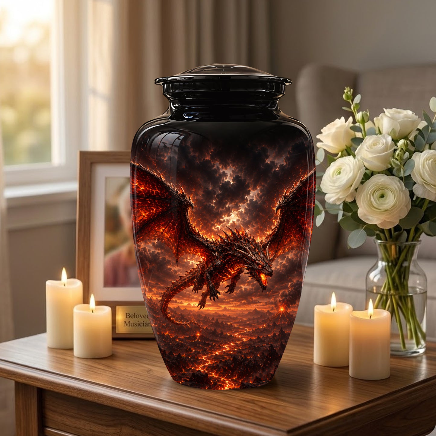 Dragon Fire Cremation Urn - Artistic Mythical Burial Urns For Human Ashes