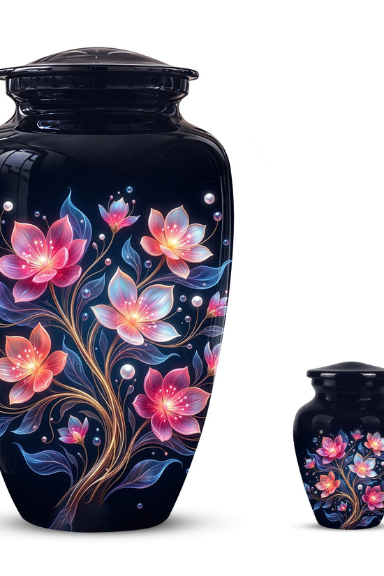 Hand-Painted Lotus Flower Cremation Urn - Decorative Urns On Sale