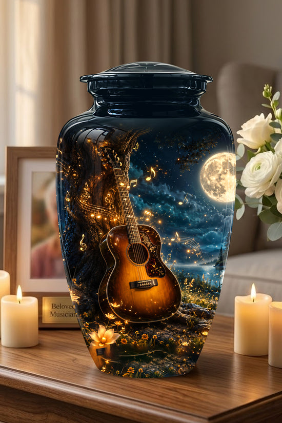 Artistic Guitar Cremation Urn - Starry Night Keep Urn For Music Lovers