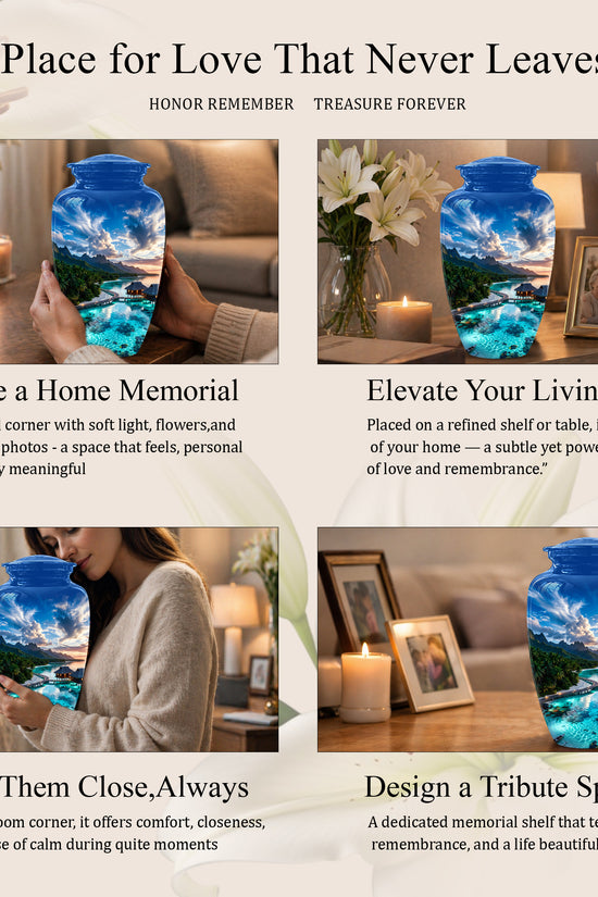Beach Themed Cremation Urn - Personalized Burial Urns For Human Ashes