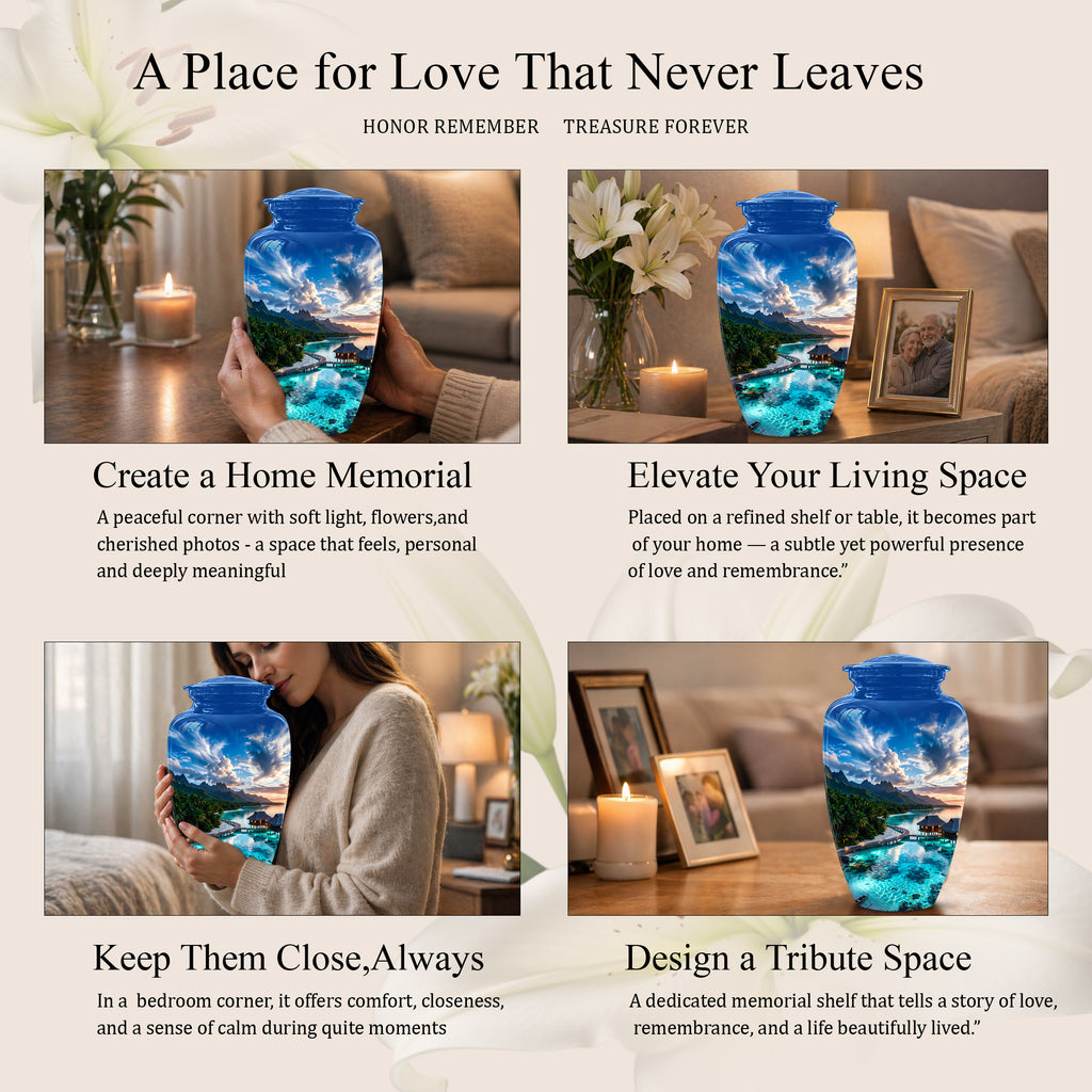 Beach Themed Cremation Urn - Personalized Burial Urns For Human Ashes