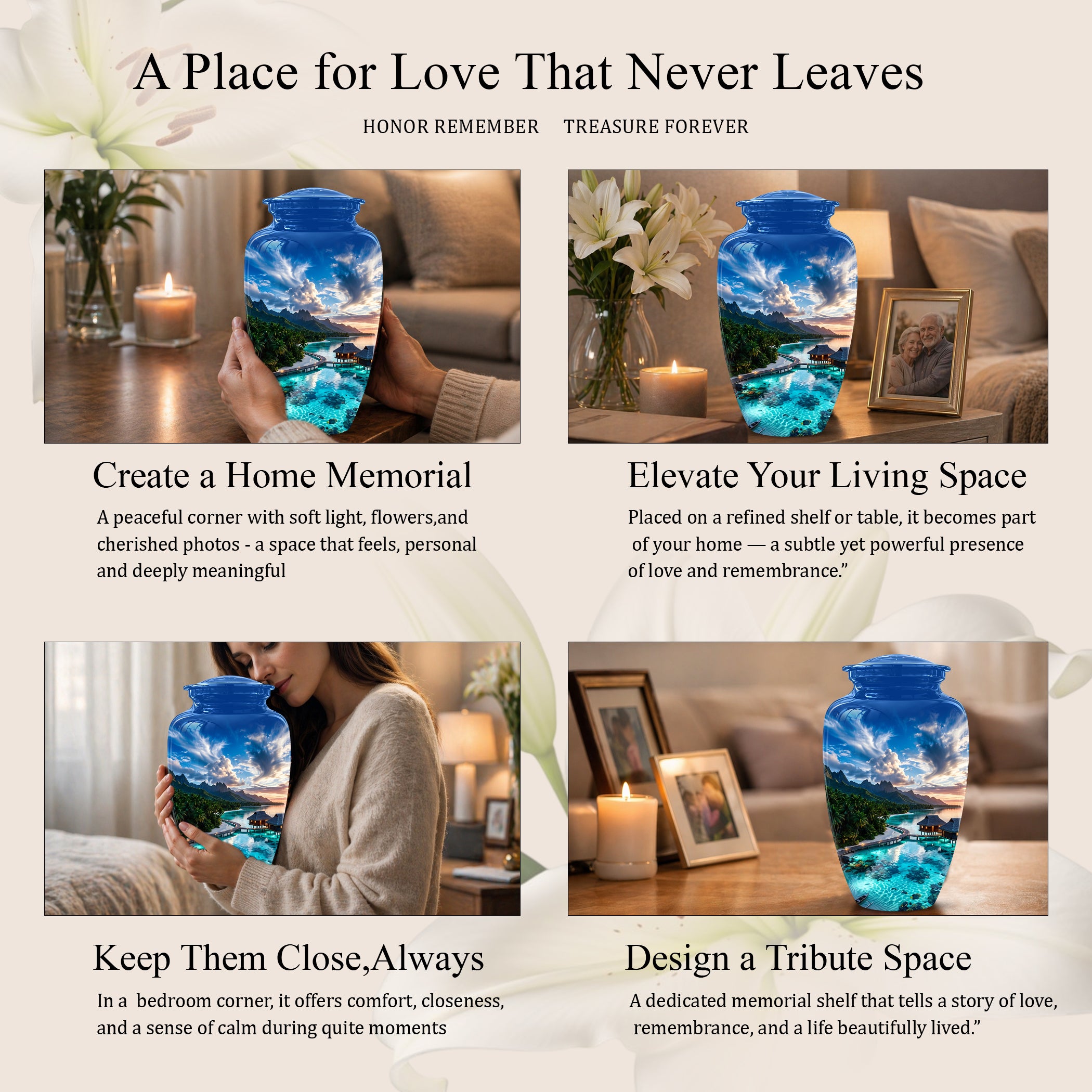 Beach Themed Cremation Urn - Personalized Burial Urns For Human Ashes