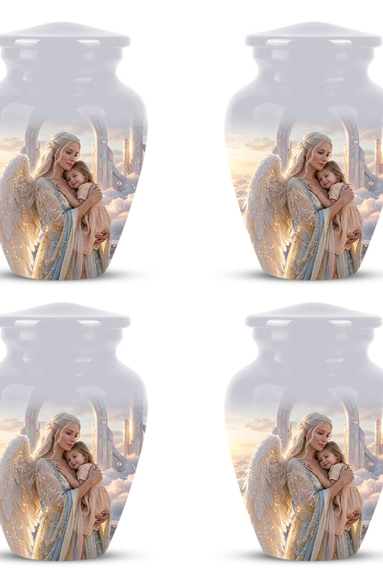 Angel Mother With Child Memorial Urn - Artistic Cremation Urns For Mom