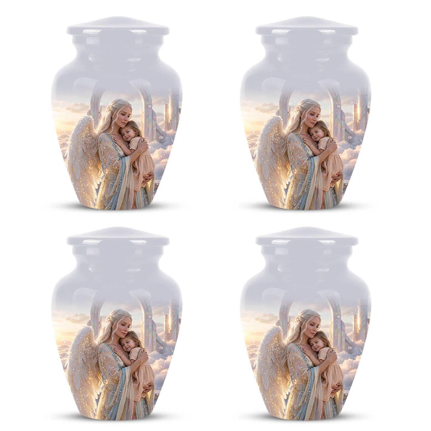 Angel Mother With Child Memorial Urn - Artistic Cremation Urns For Mom