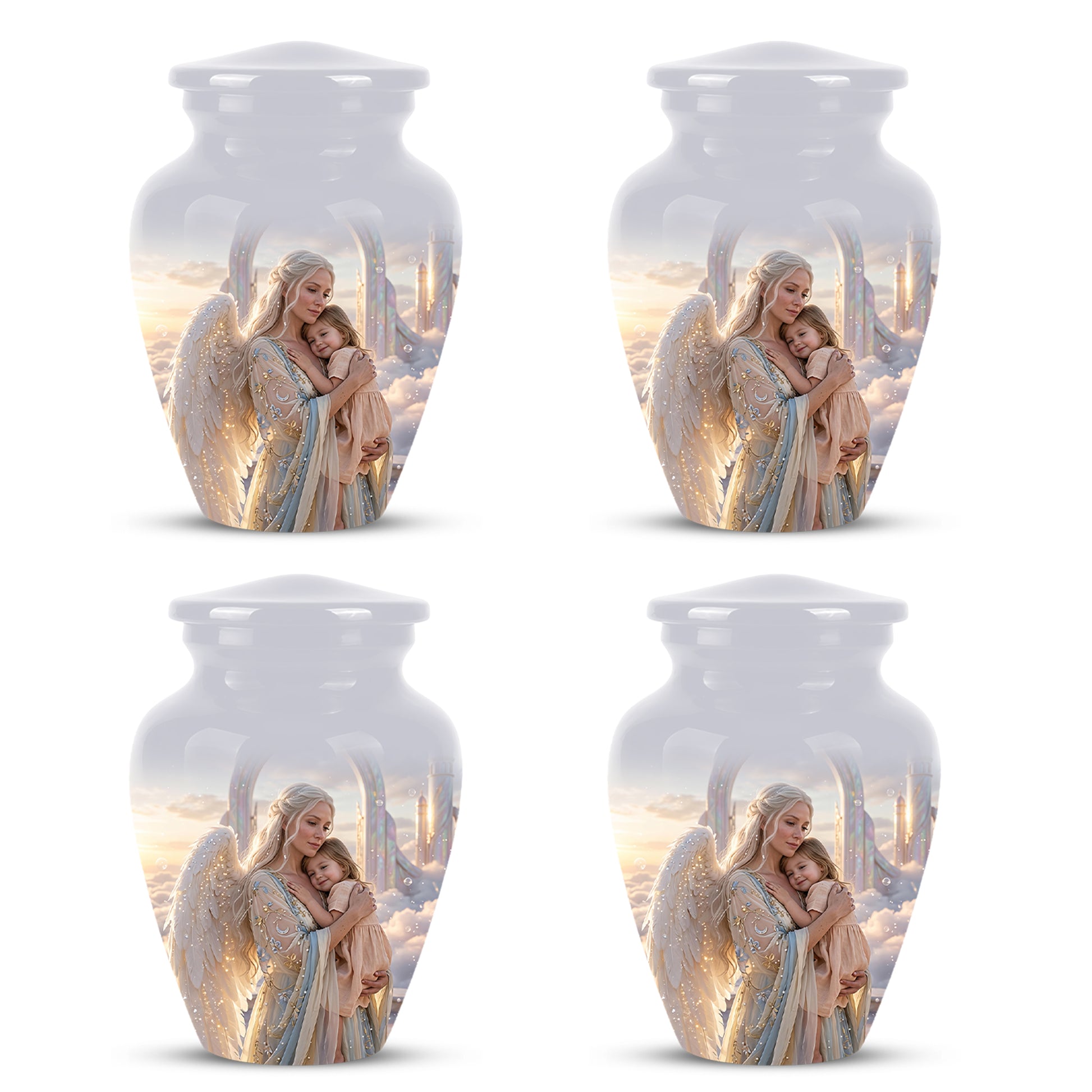 Angel Mother With Child Memorial Urn - Artistic Cremation Urns For Mom
