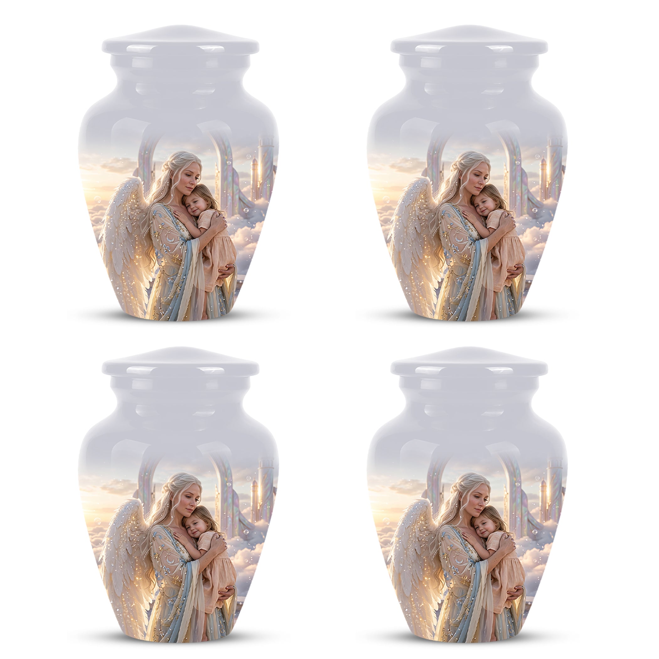Angel Mother With Child Memorial Urn - Artistic Cremation Urns For Mom