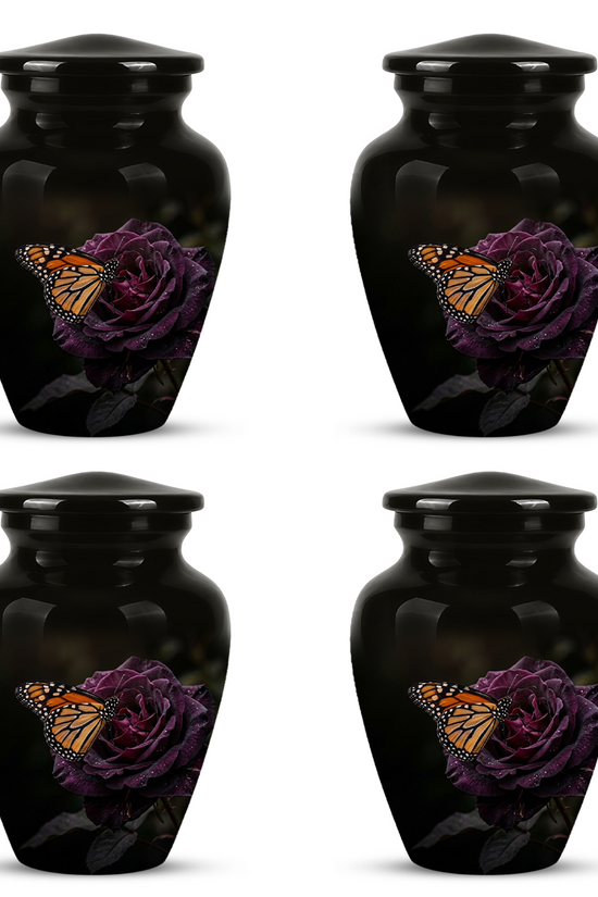 Yellow Butterfly On Purple Flower - Beautiful Burial Urns For Mom Ashes