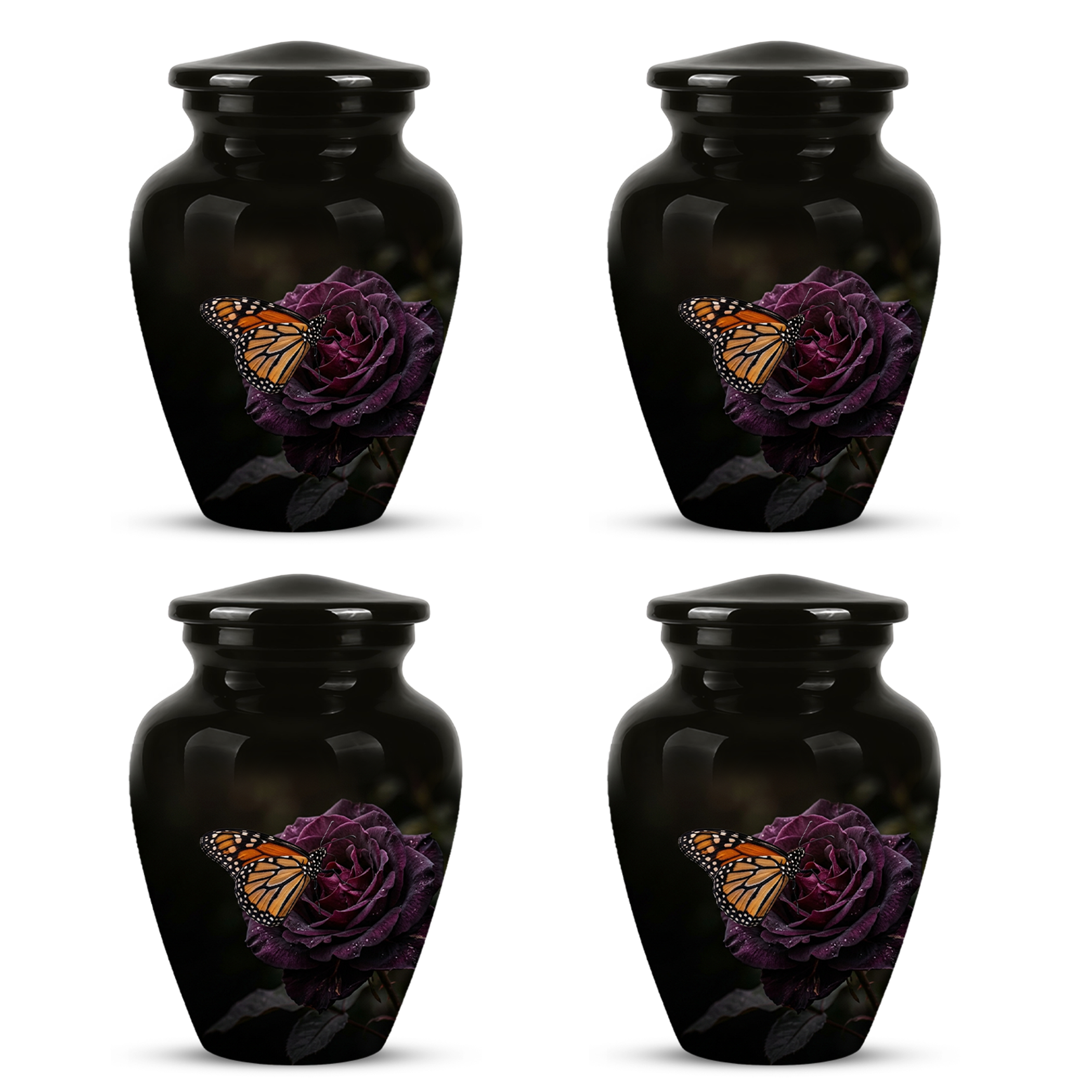 Yellow Butterfly On Purple Flower - Beautiful Burial Urns For Mom Ashes