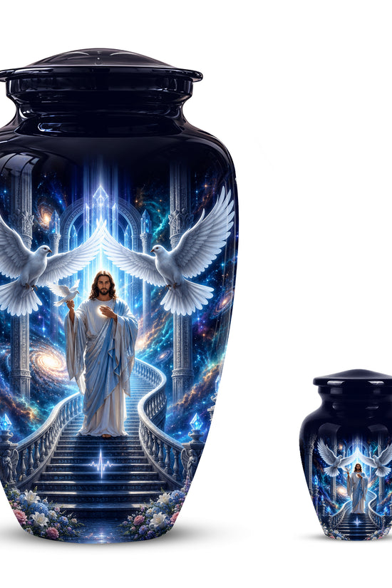 Jesus & White Dove Cremation Urn - Custom Spiritual Urns On Wholesale Price
