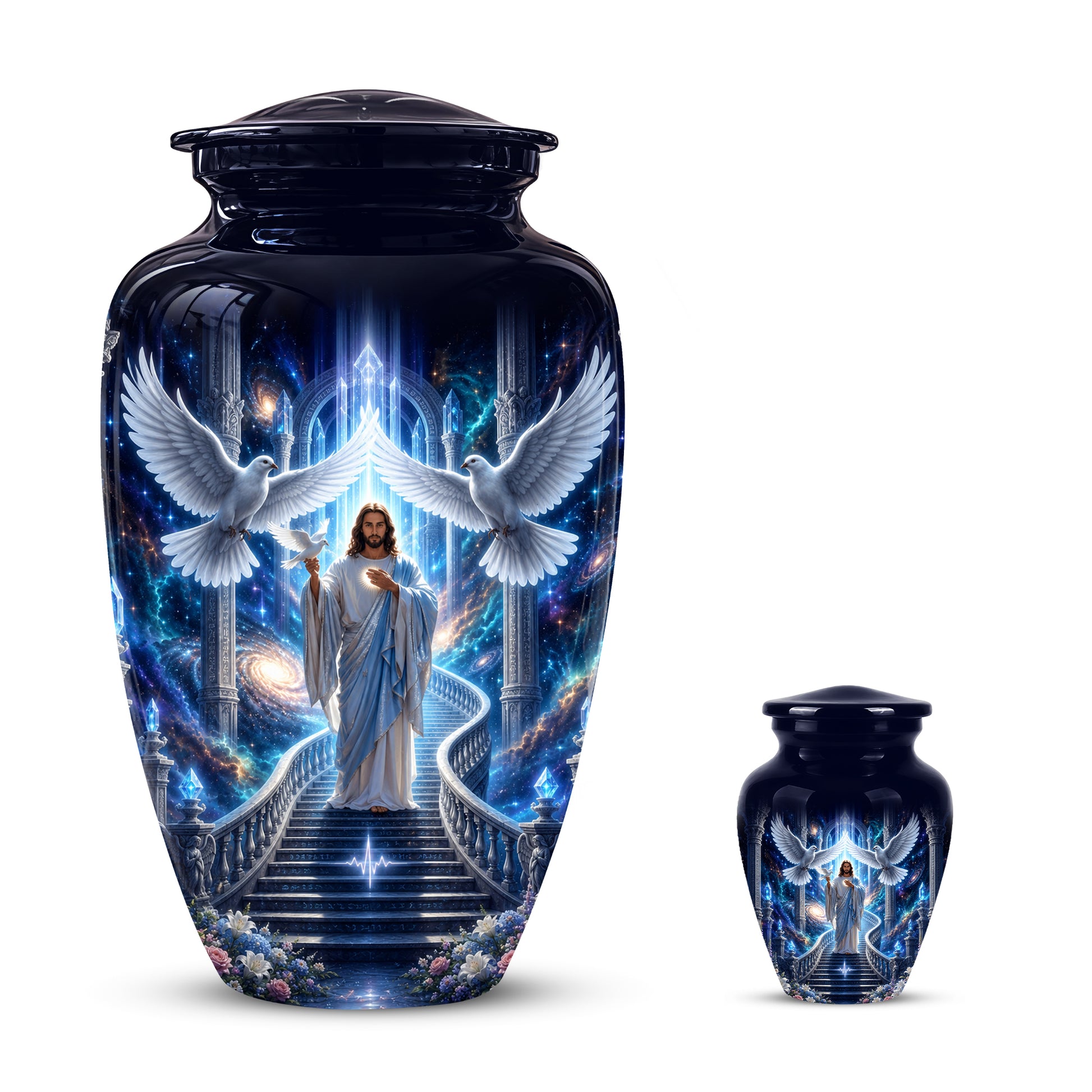 Jesus & White Dove Cremation Urn - Custom Spiritual Urns On Wholesale Price