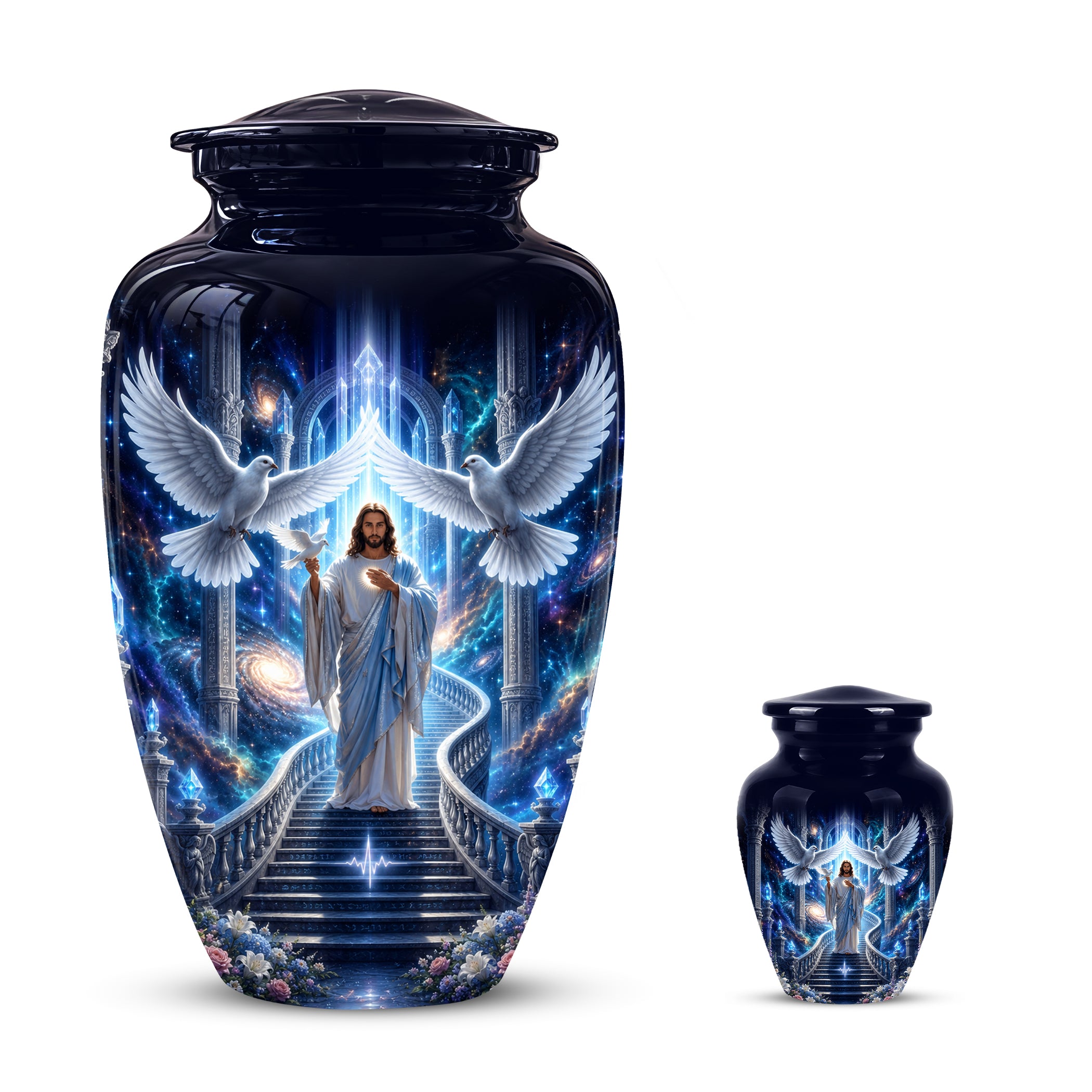 Jesus & White Dove Cremation Urn - Custom Spiritual Urns On Wholesale Price