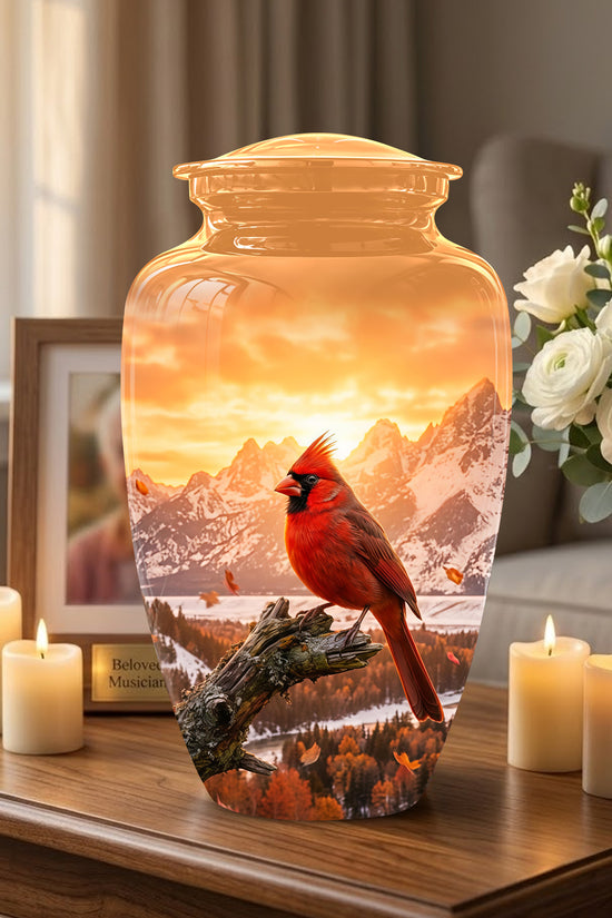 Red Cardinal Bird Burial Urn - Personalized Handcrafted Urns For Ashes
