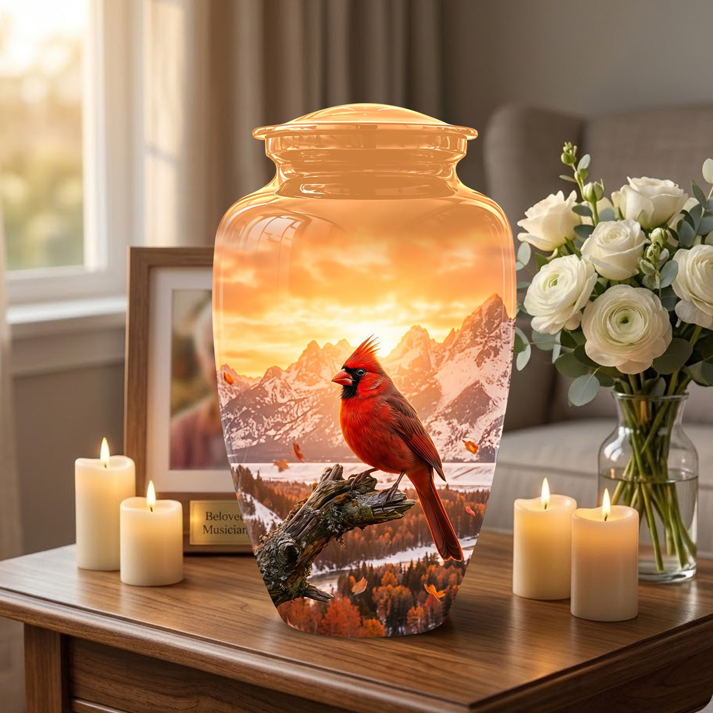 Red Cardinal Bird Burial Urn - Personalized Handcrafted Urns For Ashes