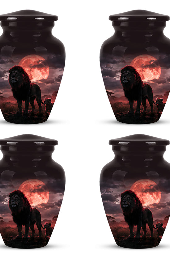 Lion Themed Cremation Urns - Blood Moon Scenic Urns For Loved Ones