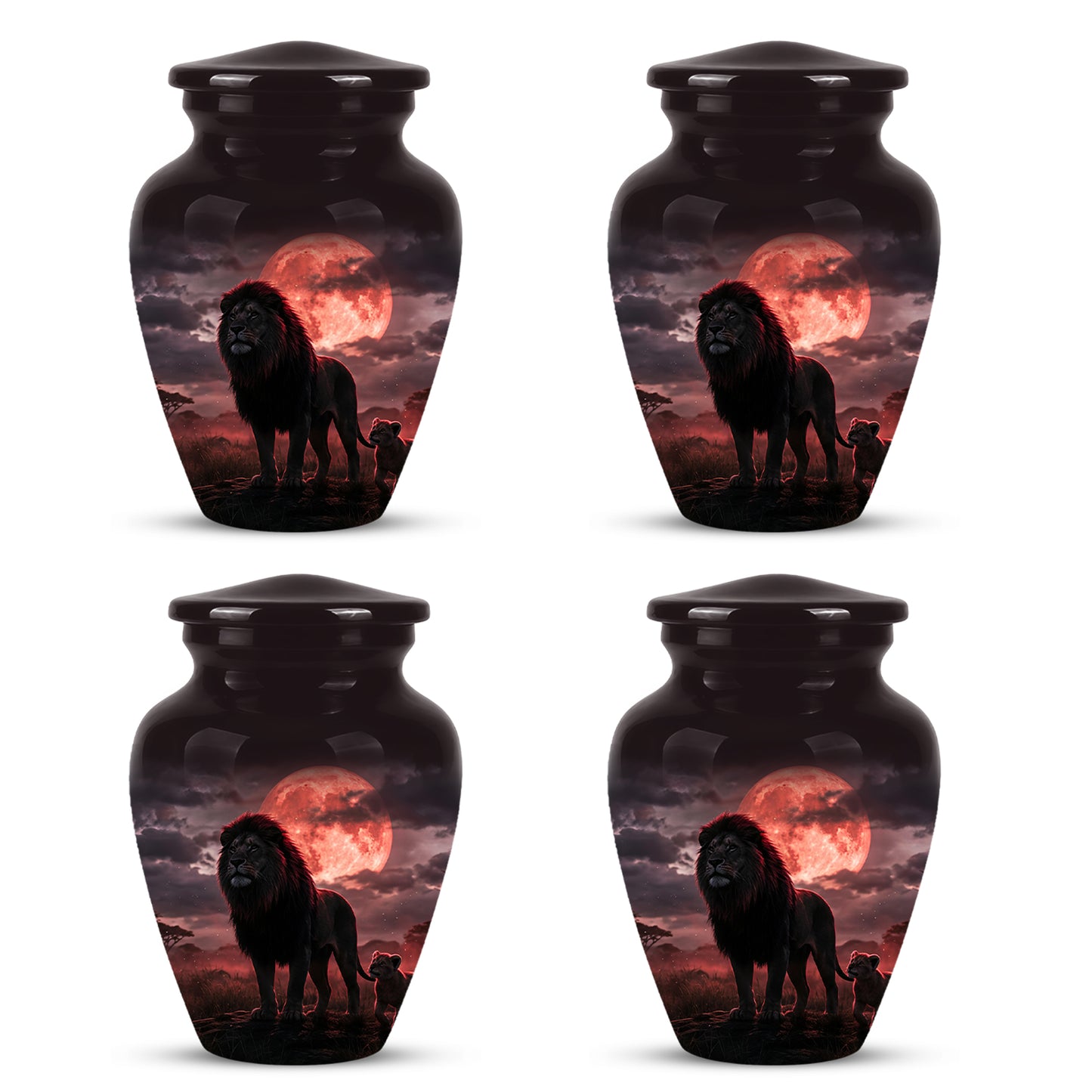 Lion Themed Cremation Urns - Blood Moon Scenic Urns For Loved Ones