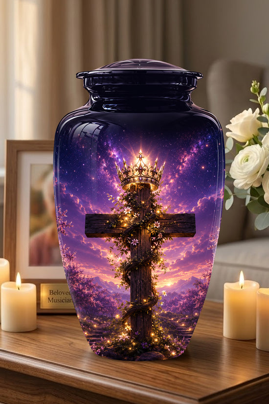 Cross With Crown Cremation Urn for Ashes – Spiritual Memorial Urns