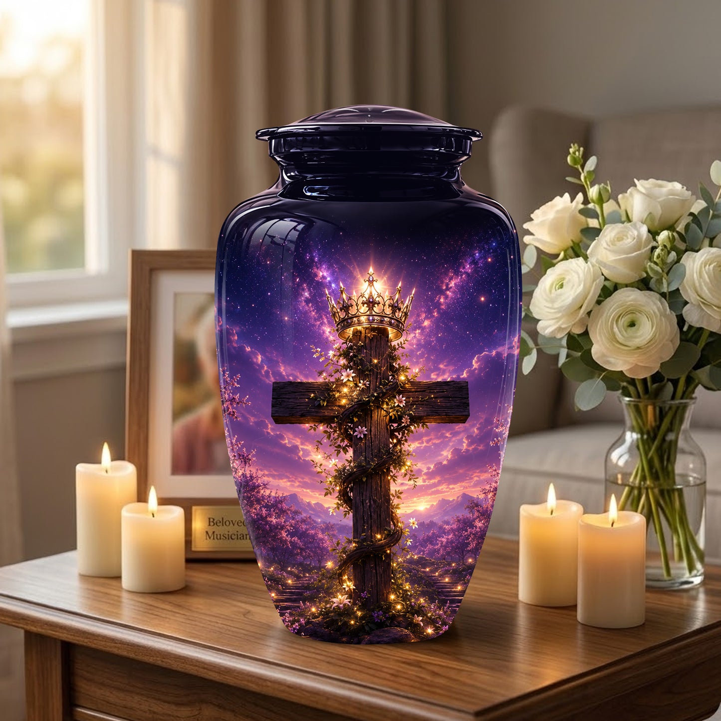 Cross With Crown Cremation Urn for Ashes – Spiritual Memorial Urns