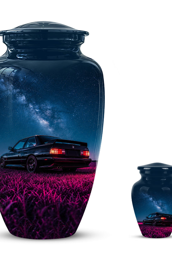 Neon Sports Car Memorial Urn - Custom Galaxy Night Urns For Car Lovers