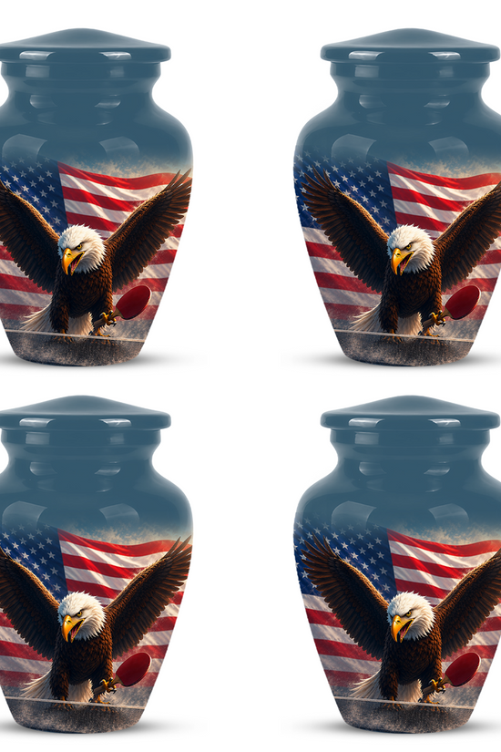 Flying Eagle With American Flag Urn - Patriotic Funeral Memorial Urns