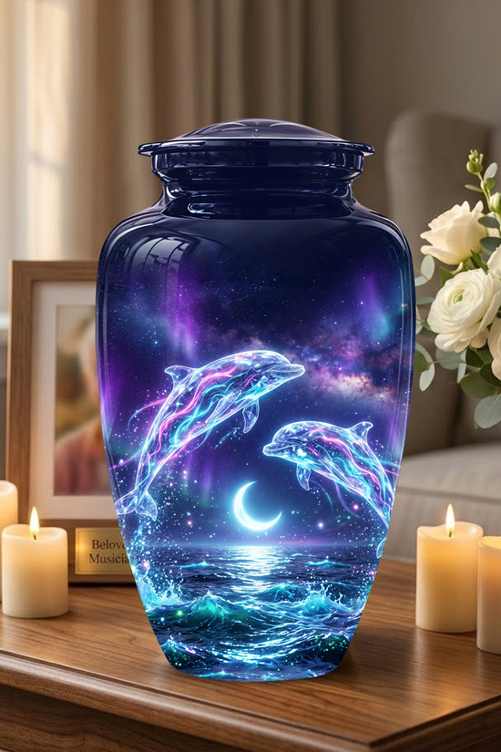 Dolphin Cremation Urn - Artistic Moonlight Memorial Urns For Ashes