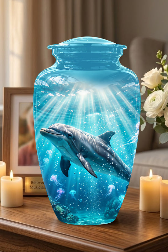 Dolphin Themed Urn - Beautifully Handcrafted Burial Urns For Mom Ashes