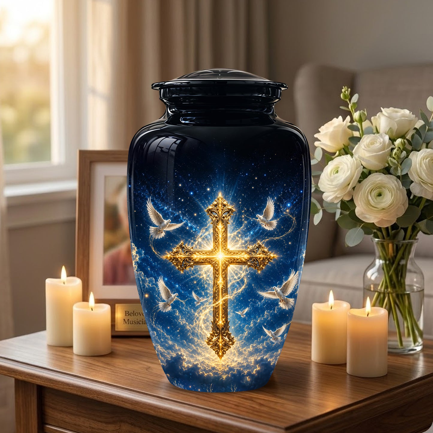 Golden Cross Cremation Urn – Celestial Urns For Men & Women Ashes