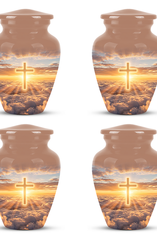 Christian Cross in Sky Cremation Urn - Beautiful Artistic Burial Urns For Ashes