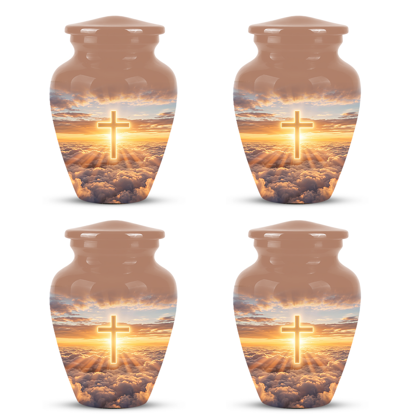 Christian Cross in Sky Cremation Urn - Beautiful Artistic Burial Urns For Ashes