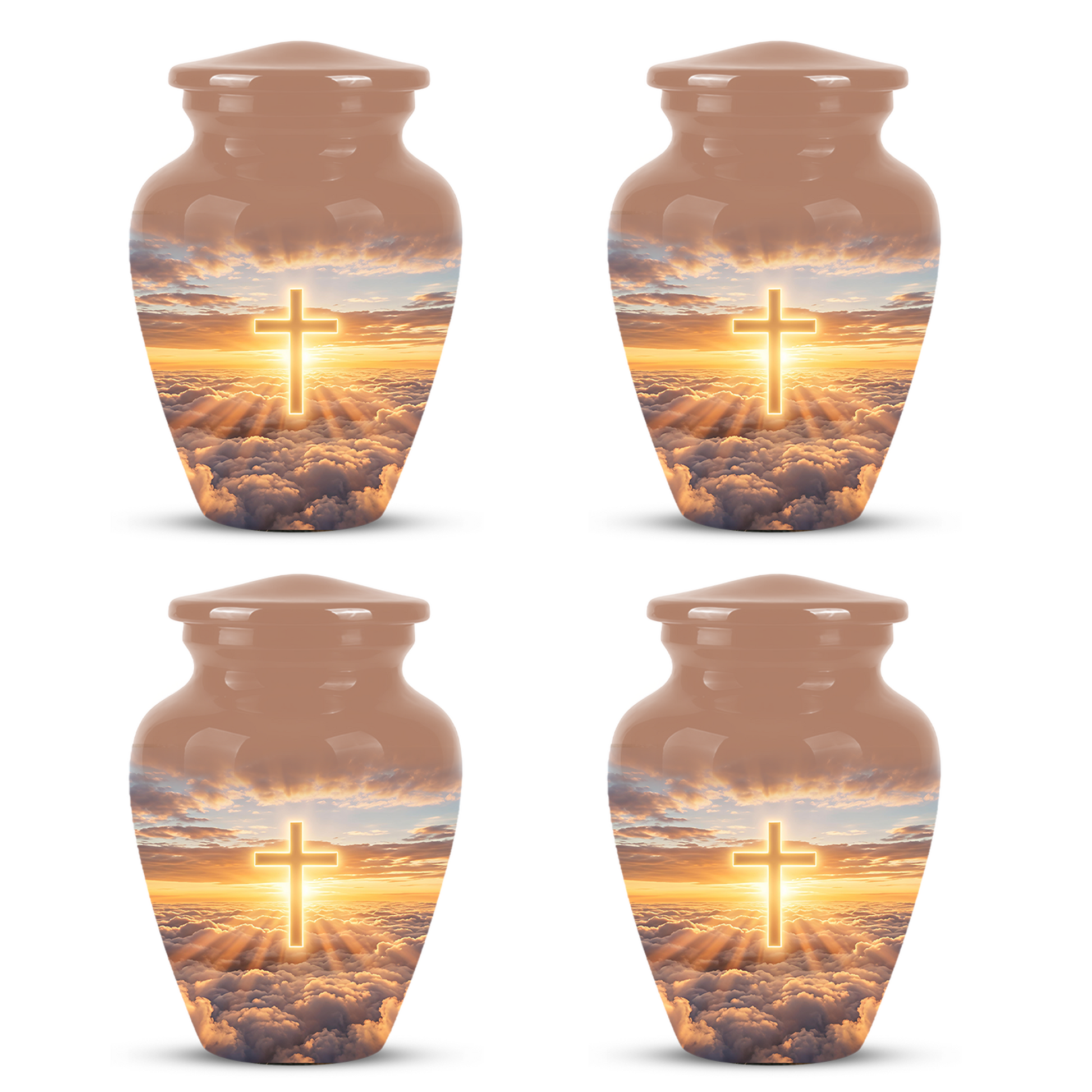 Christian Cross in Sky Cremation Urn - Beautiful Artistic Burial Urns For Ashes