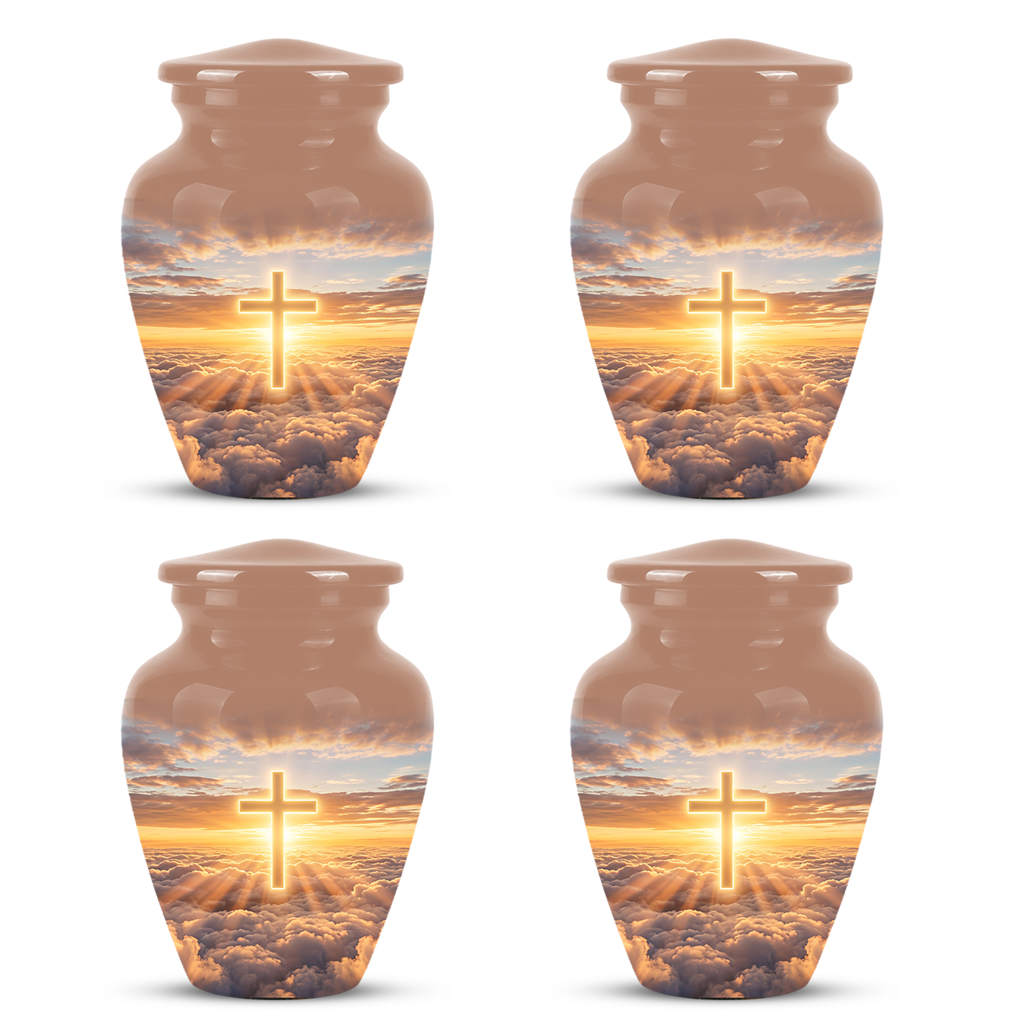 Christian Cross in Sky Cremation Urn - Beautiful Artistic Burial Urns For Ashes