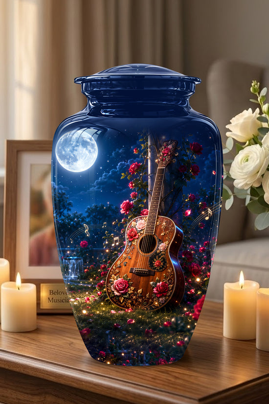 Starry Guitar Memorial Urn - Artistic Funeral Urns For Musicians Ashes