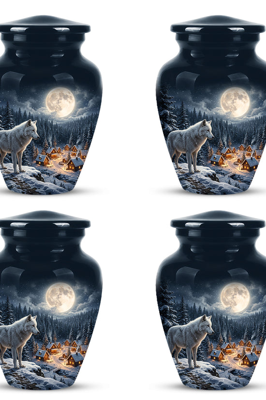 Moonlit Wolf Urn for Ashes - Custom Memorial Urn For Human Ashes