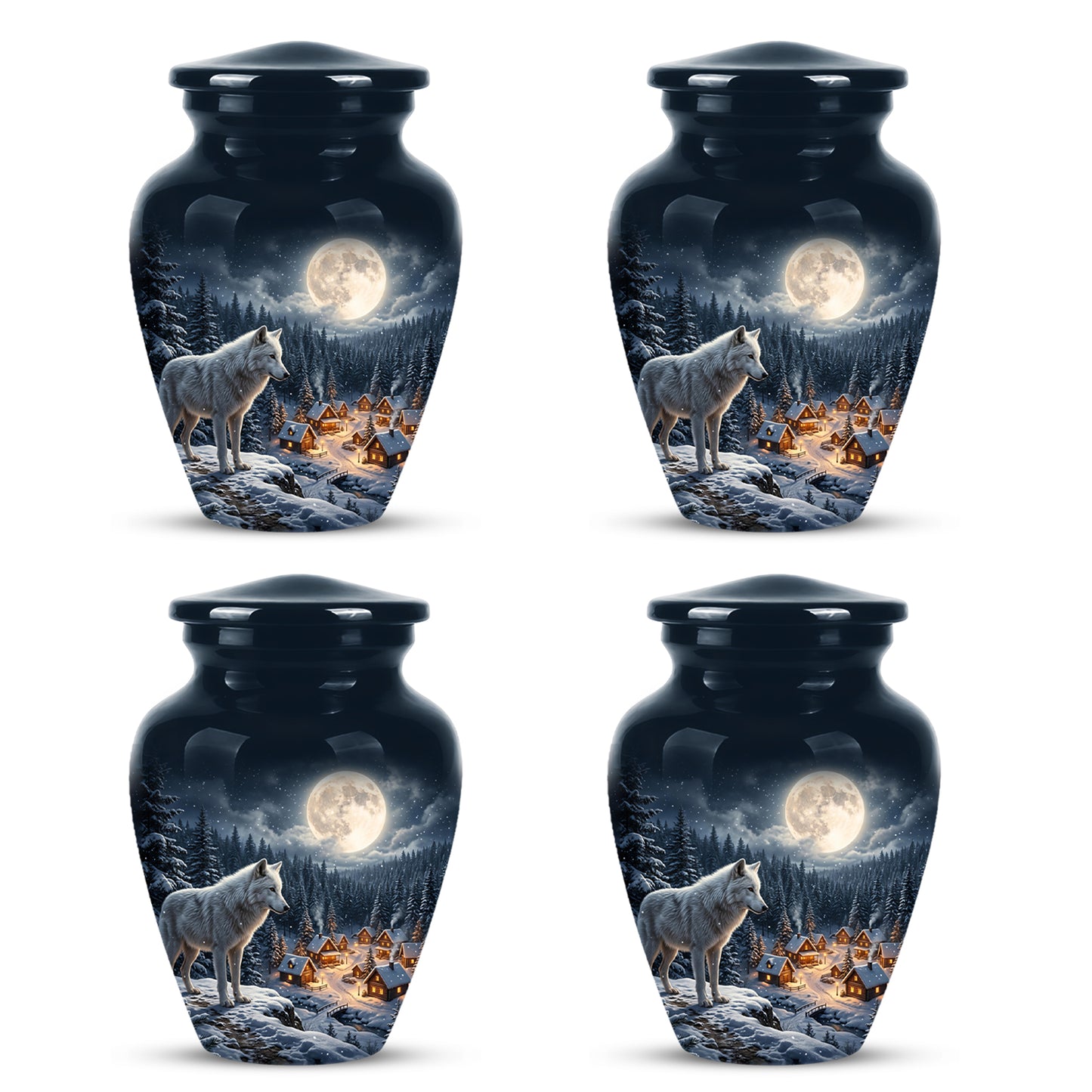 Moonlit Wolf Urn for Ashes - Custom Memorial Urn For Human Ashes