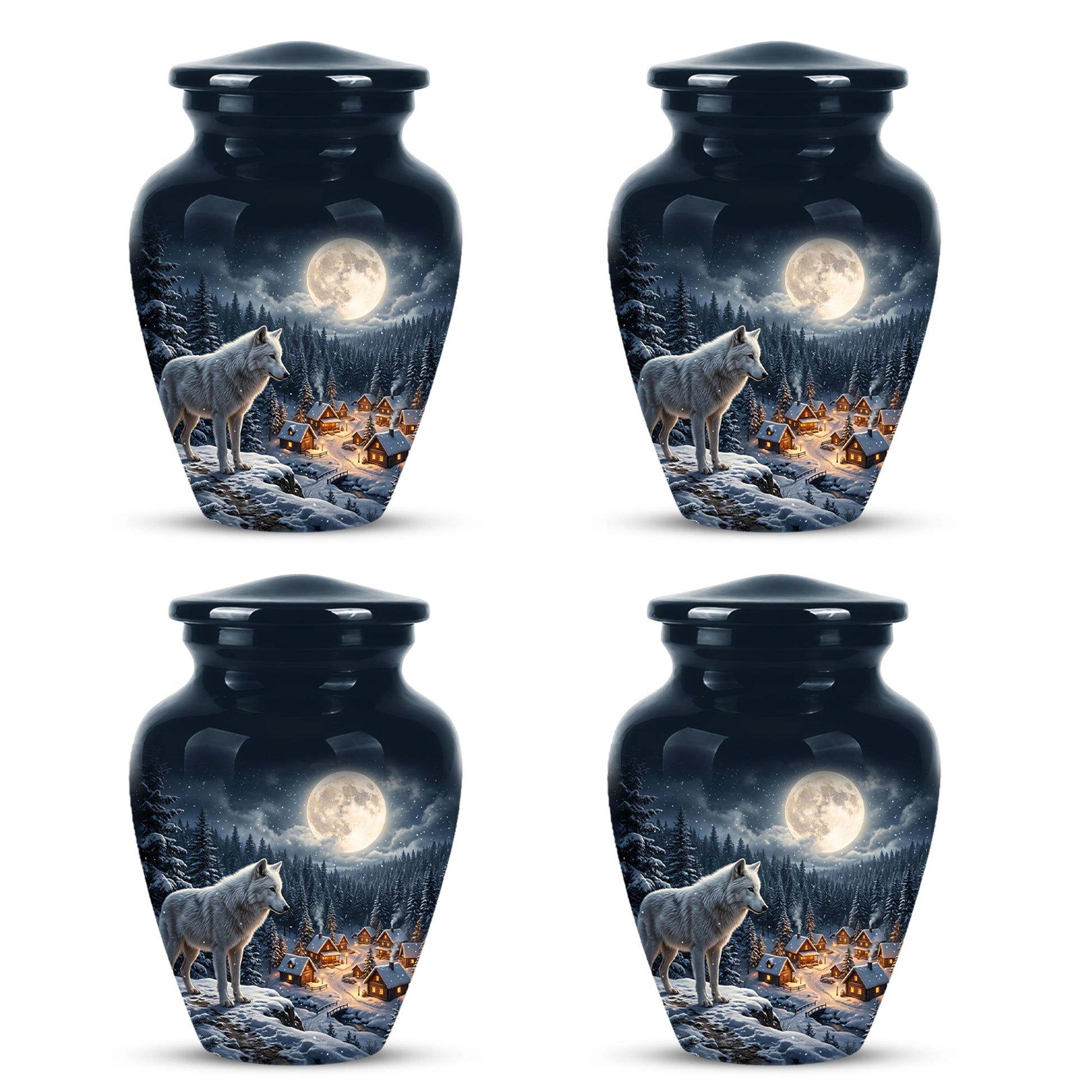 Moonlit Wolf Urn for Ashes - Custom Memorial Urn For Human Ashes