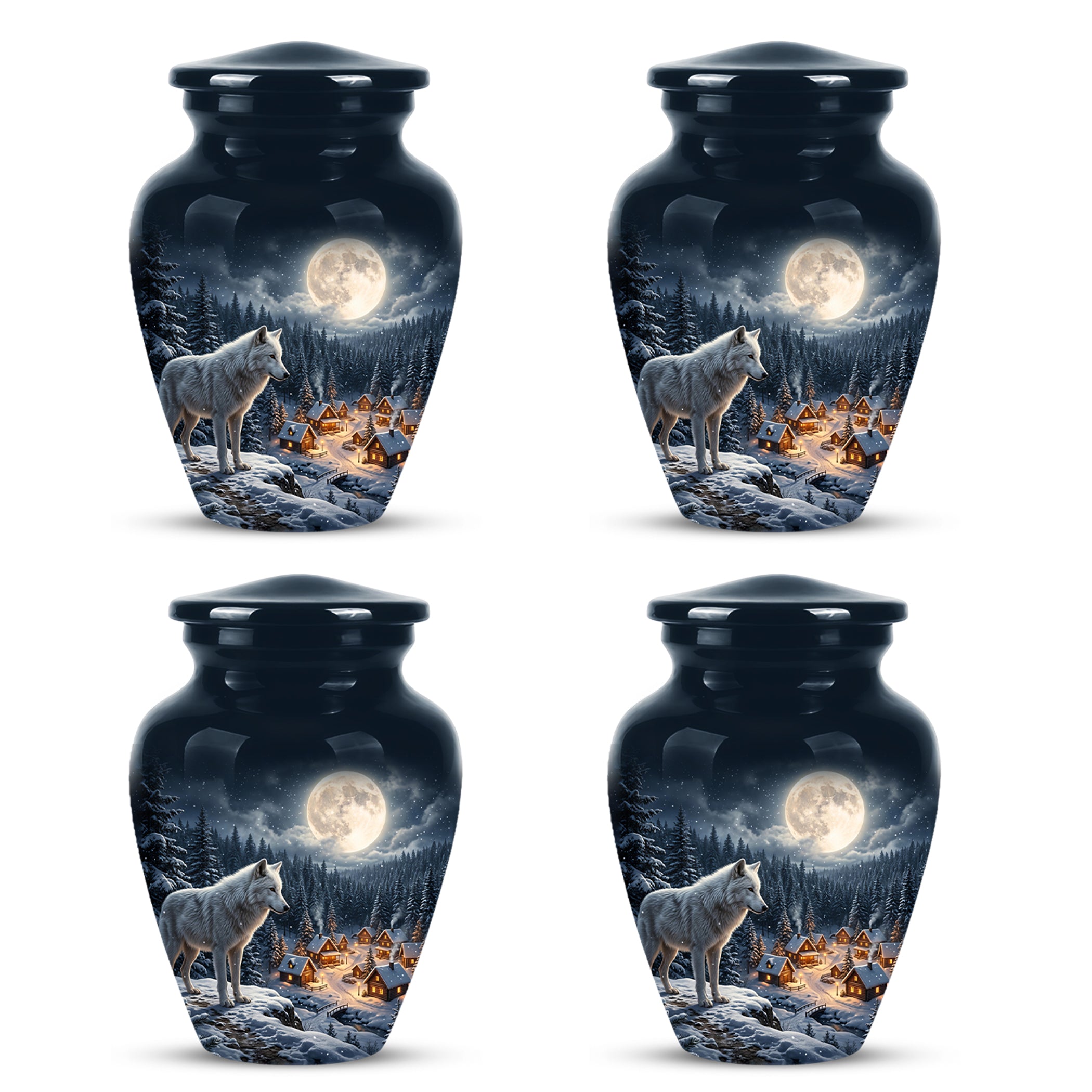 Moonlit Wolf Urn for Ashes - Custom Memorial Urn For Human Ashes
