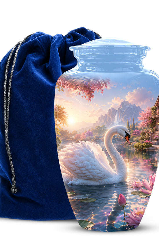 White Swan Themed Urn - Beautiful Custom Memorial Urns For Men & Women