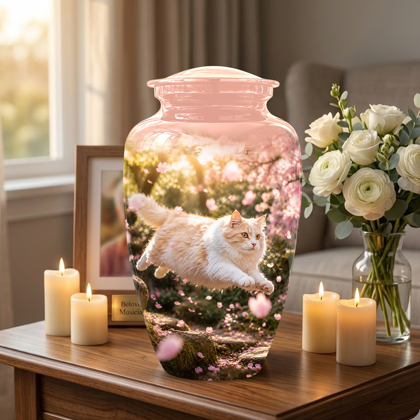 Fluffy Cat Pet Cremation Urn - Beautiful Pet Memorial Urns For Ashes