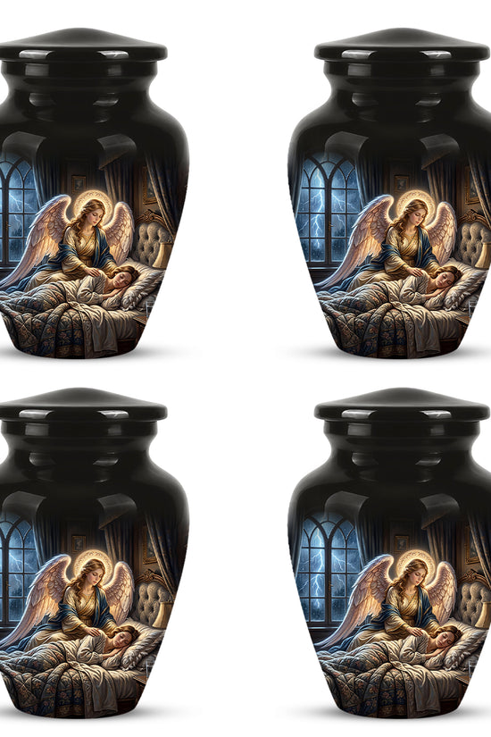 Angel Mom Cremation Urn - Black Memorial Urns For Mother Ashes