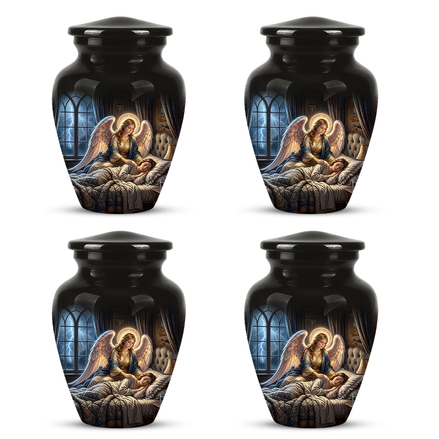 Angel Mom Cremation Urn - Black Memorial Urns For Mother Ashes