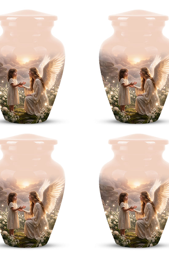Angel Mom With Girl Child - Beautiful Artistic Custom Urns For Mom Ashes