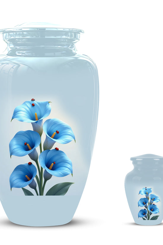 Personalized Blue Orchid Cremation Urn - Beautiful Urns For Women Ashes