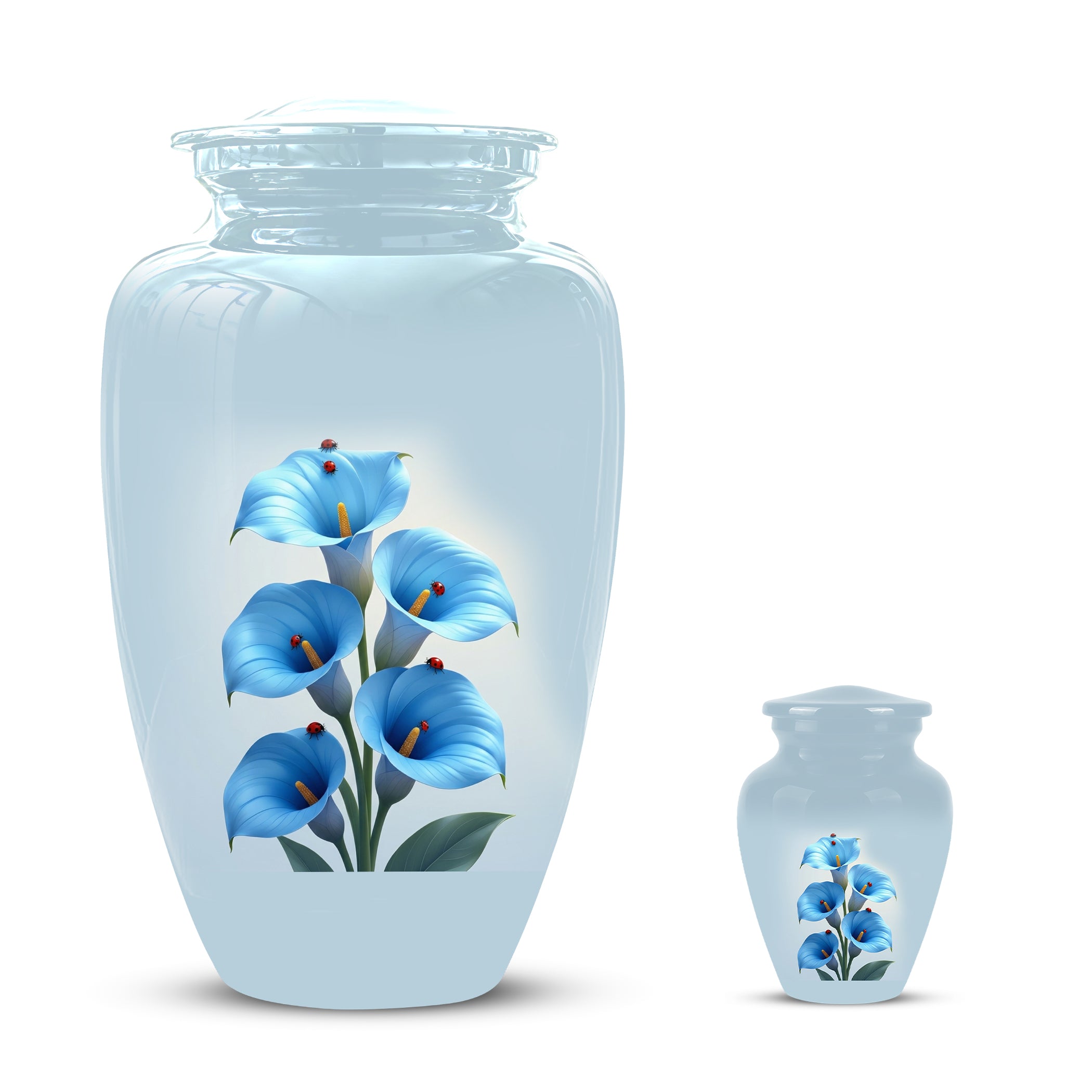 Personalized Blue Orchid Cremation Urn - Beautiful Urns For Women Ashes