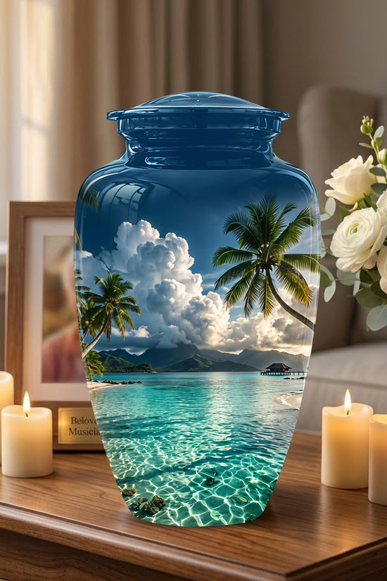 Tropical Beach Cremation Urn - Custom Memorial Urns For Women Ashes