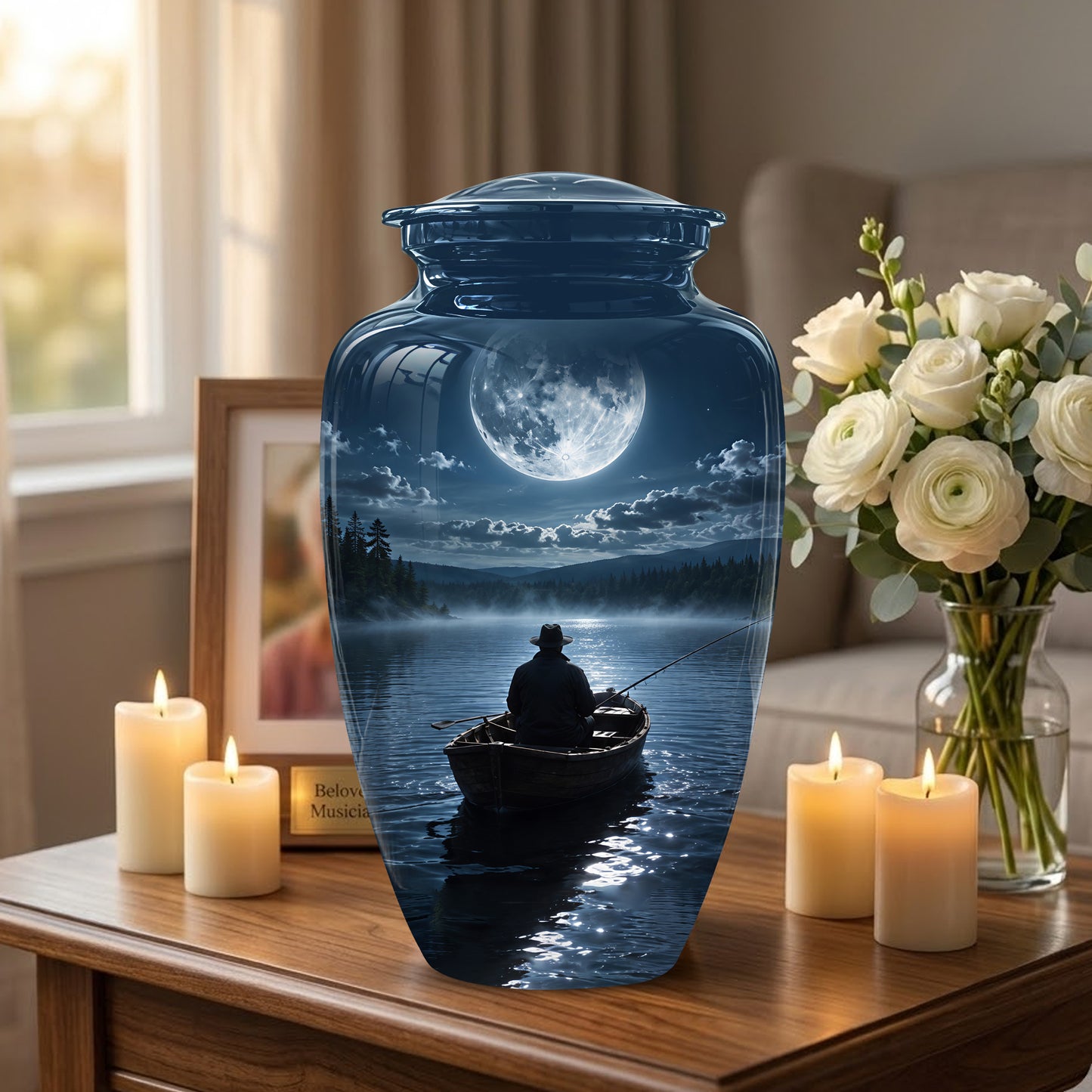 Fishing Memorial Urn - Affordable Night Fishing Themed Urns For Ashes