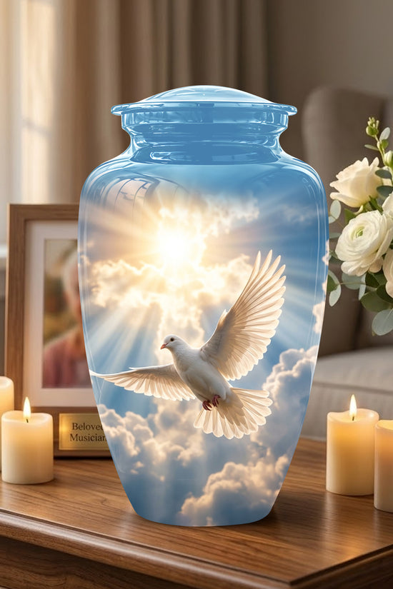 White Dove Bird Themed Urn - Custom Handcrafted Memorial Urns For Ashes