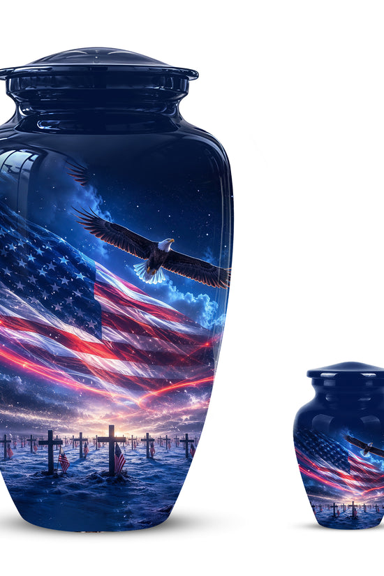 Personalized American Flag Cremation Urn for Ashes – Custom Military Memorial Urn