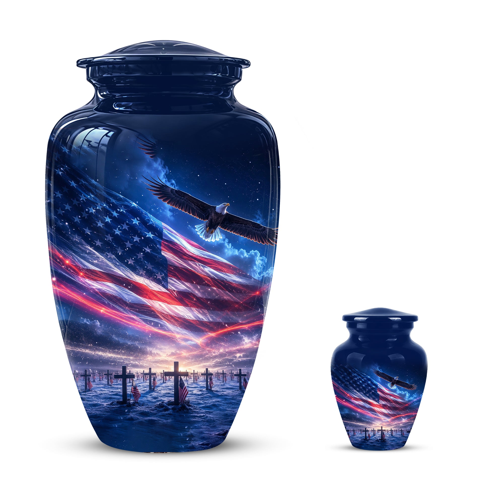 Personalized American Flag Cremation Urn for Ashes – Custom Military Memorial Urn