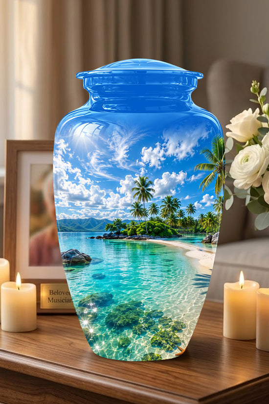 Beach Themed Burial Urn - Personalized Cremation Urns For Human Ashes