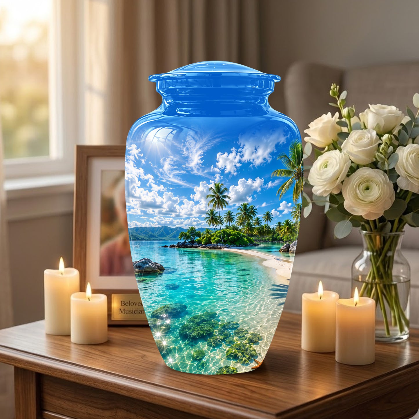 Beach Themed Burial Urn - Personalized Cremation Urns For Human Ashes